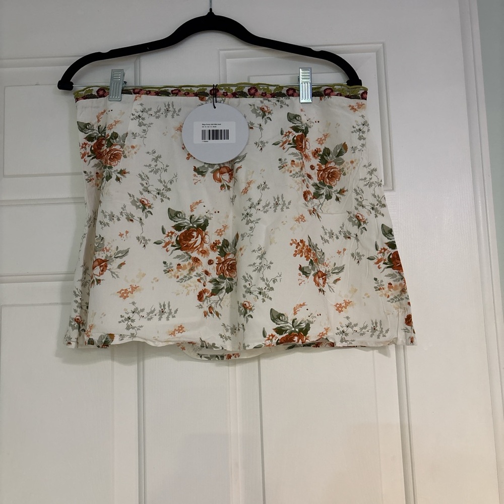 Princess Polly Floral Mini Skirt - White and Orange